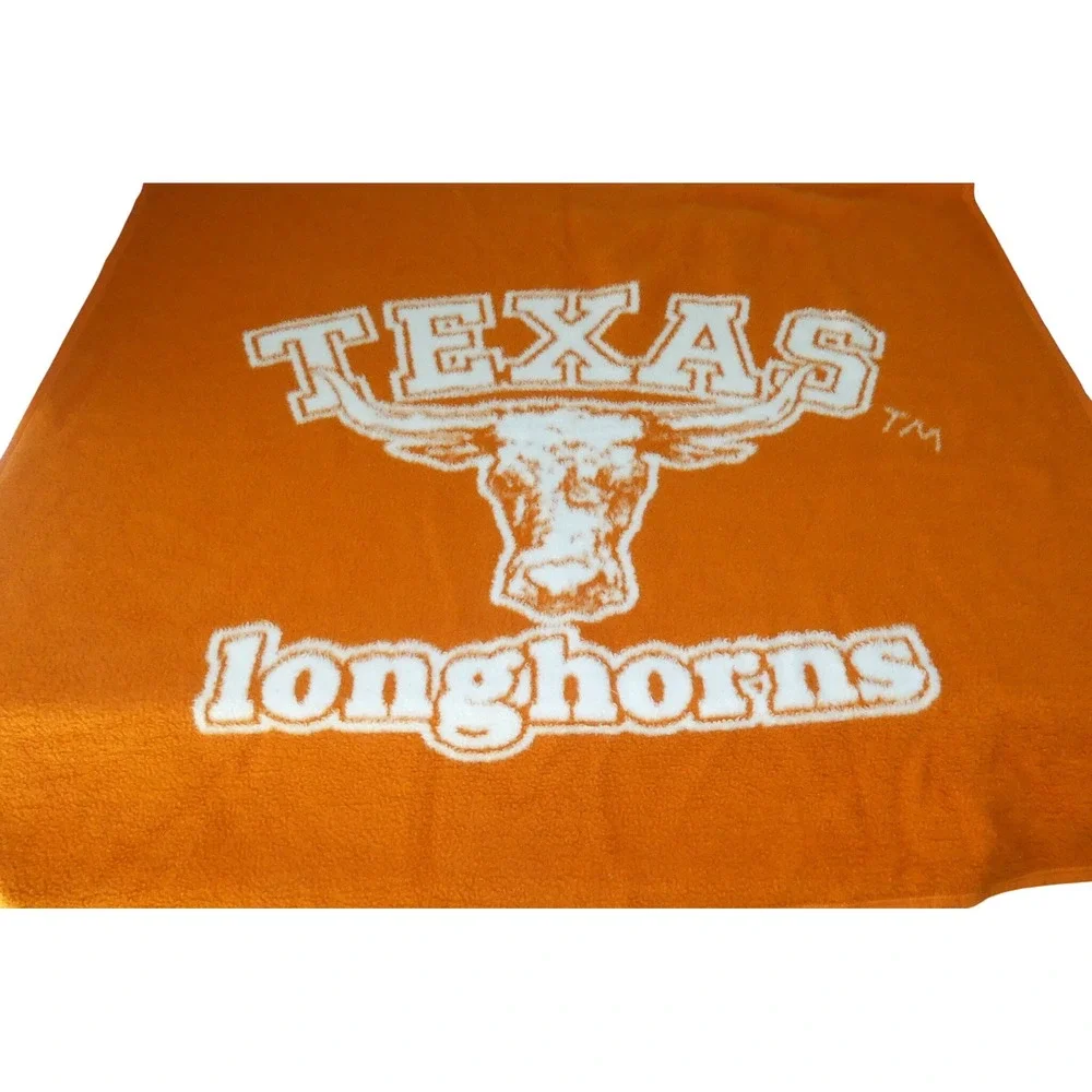 Vintage Biederlack Texas Longhorns Blanket College University Fleece Throw USA